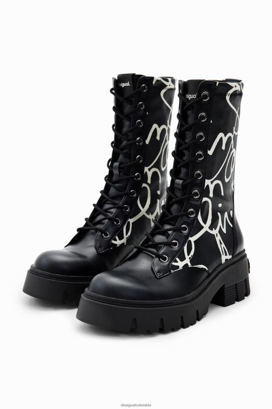 Desigual Colombia bolsos - calzado 4802L1484 mujer Desigual botas altas con mensaje y suela track