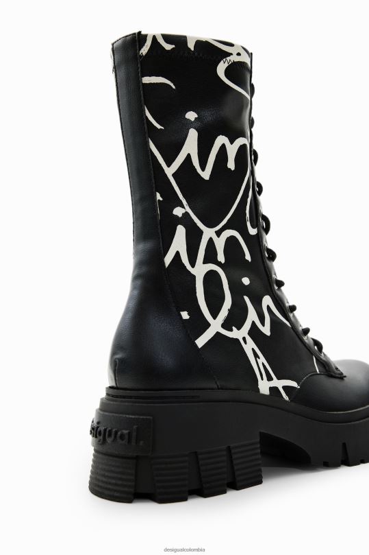 Desigual Colombia bolsos - calzado 4802L1484 mujer Desigual botas altas con mensaje y suela track
