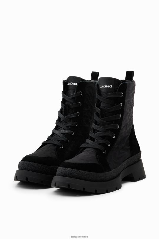 calzado 4802L641 mujer Desigual botas con cordones y efecto de leopardo - Desigual shop