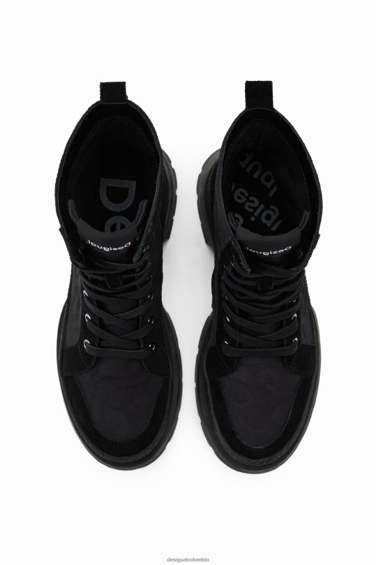 calzado 4802L641 mujer Desigual botas con cordones y efecto de leopardo - Desigual shop