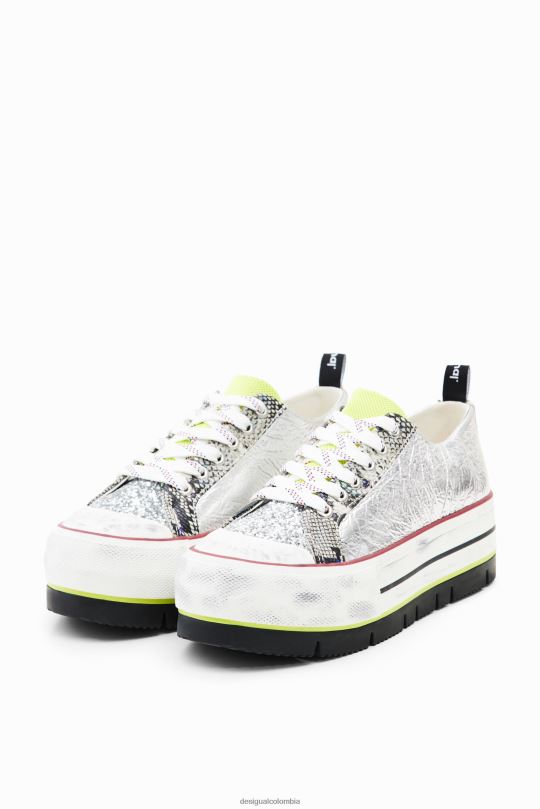 Desigual zapatos Colombia - calzado 4802L1472 mujer Desigual zapatillas bajas con plataforma y parche