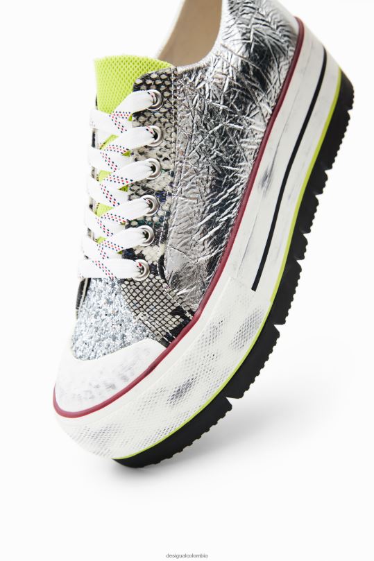 Desigual zapatos Colombia - calzado 4802L1472 mujer Desigual zapatillas bajas con plataforma y parche