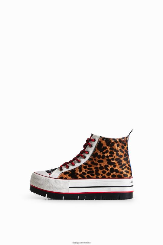 blusas Desigual bogota - calzado 4802L1473 mujer Desigual zapatillas altas con plataforma y estampado animal