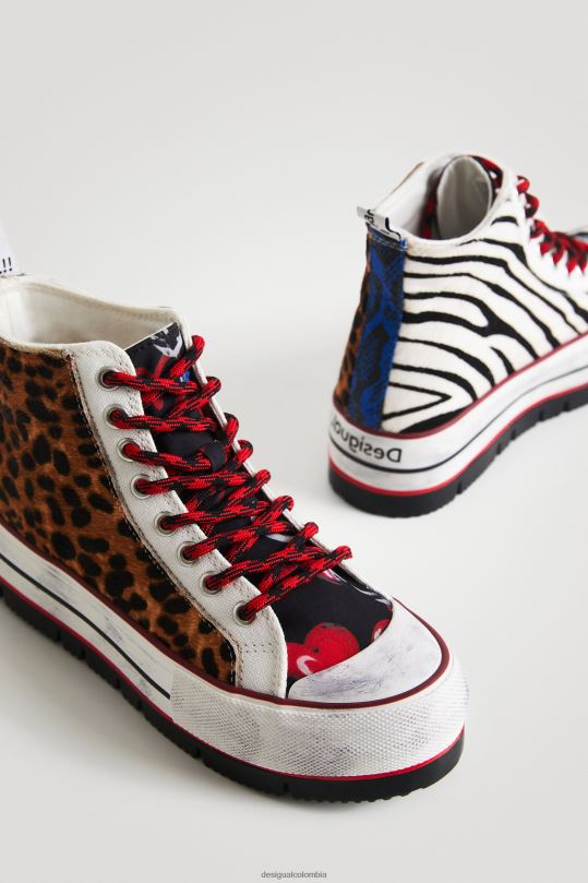 blusas Desigual bogota - calzado 4802L1473 mujer Desigual zapatillas altas con plataforma y estampado animal
