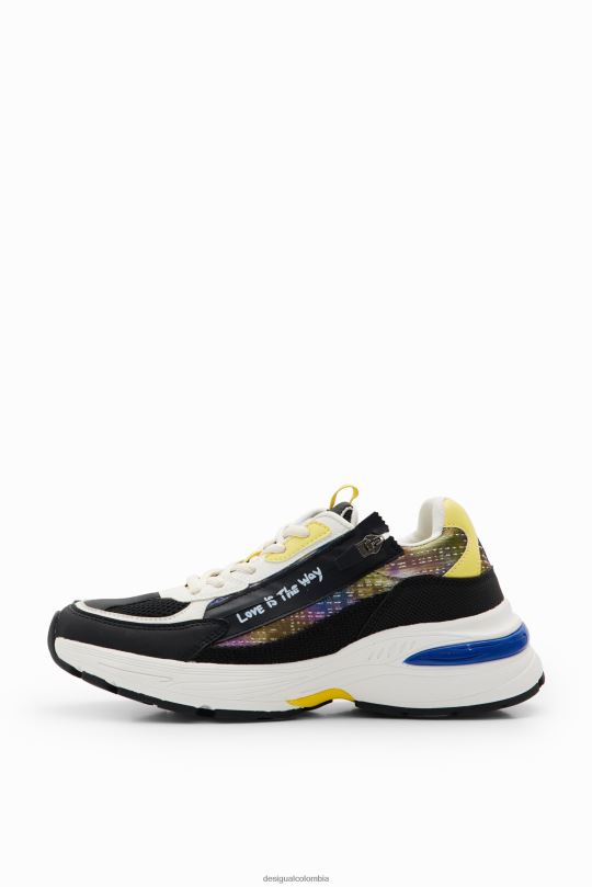 calzado 4802L1490 mujer Desigual zapatillas deportivas con patchwork y cremallera - Desigual shop