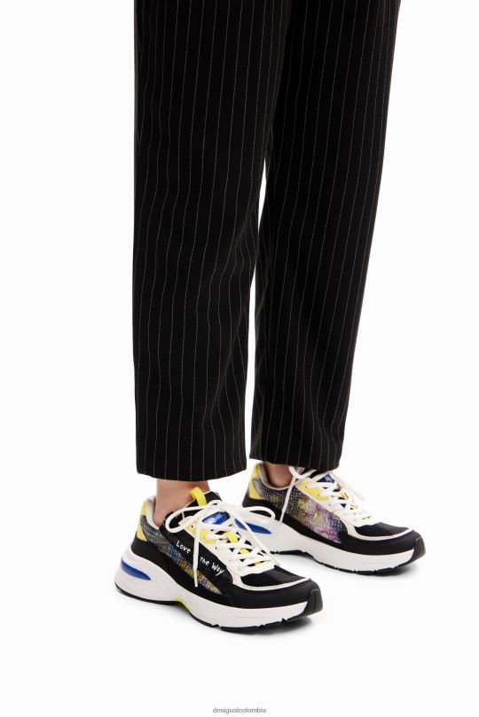 calzado 4802L1490 mujer Desigual zapatillas deportivas con patchwork y cremallera - Desigual shop