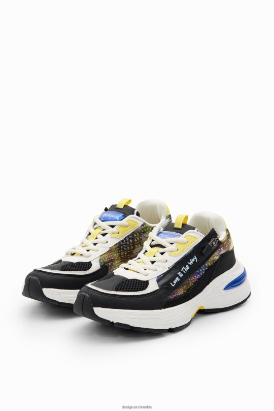 calzado 4802L1490 mujer Desigual zapatillas deportivas con patchwork y cremallera - Desigual shop