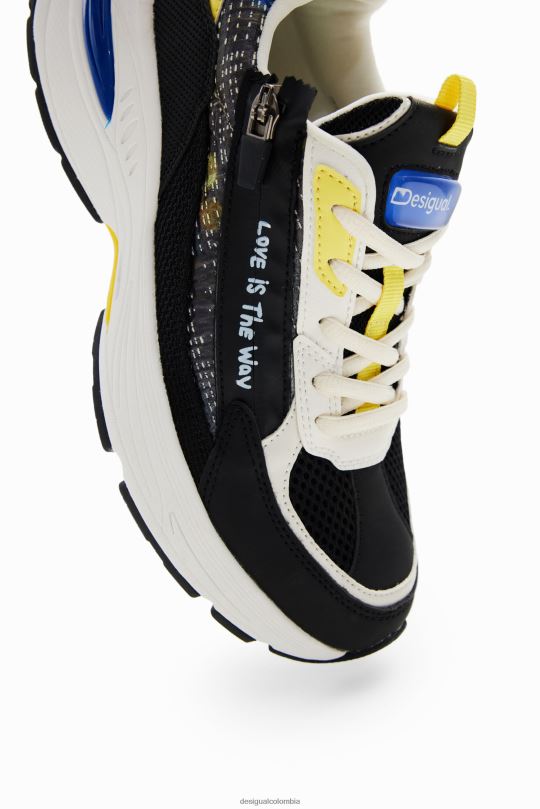 calzado 4802L1490 mujer Desigual zapatillas deportivas con patchwork y cremallera - Desigual shop