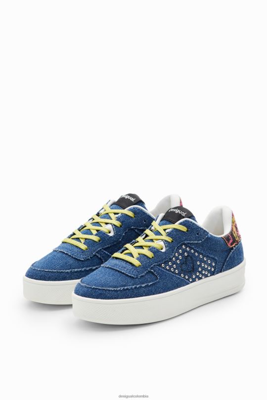 Desigual Colombia pagina oficial - calzado 4802L1491 mujer Desigual zapatillas de mezclilla con plataforma y corazón