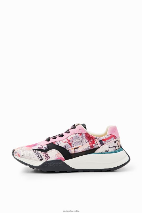 Desigual Colombia - calzado 4802L1492 mujer Desigual zapatillas deportivas de periódico