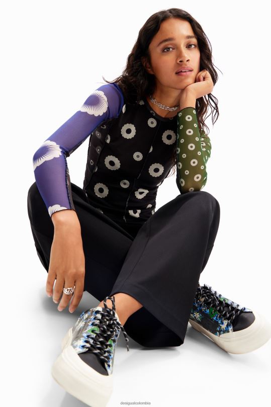 calzado 4802L1499 mujer Desigual zapatillas con plataforma y flores - Desigual sales online