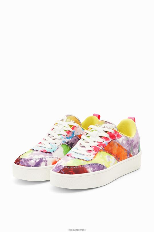 Desigual Colombia pagina oficial - calzado 4802L1503 mujer Desigual zapatillas con plataforma y patchwork en acuarela