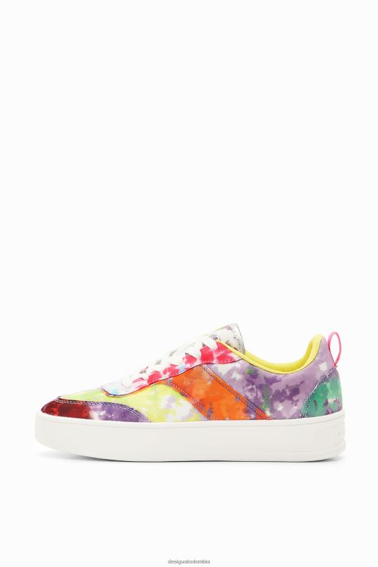 Desigual Colombia pagina oficial - calzado 4802L1503 mujer Desigual zapatillas con plataforma y patchwork en acuarela
