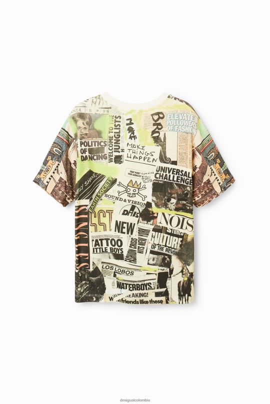 ropa 4802L1781 chico Desigual camiseta de manga corta con estampado de periódico - Desigual Colombia Medellín