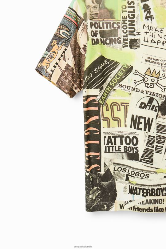 ropa 4802L1781 chico Desigual camiseta de manga corta con estampado de periódico - Desigual Colombia Medellín