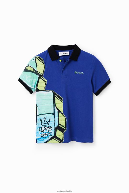 ropa 4802L1823 chico Desigual playera tipo polo con grafiti - Desigual sales online
