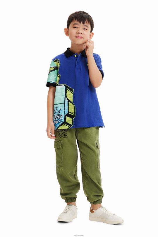 ropa 4802L1823 chico Desigual playera tipo polo con grafiti - Desigual sales online