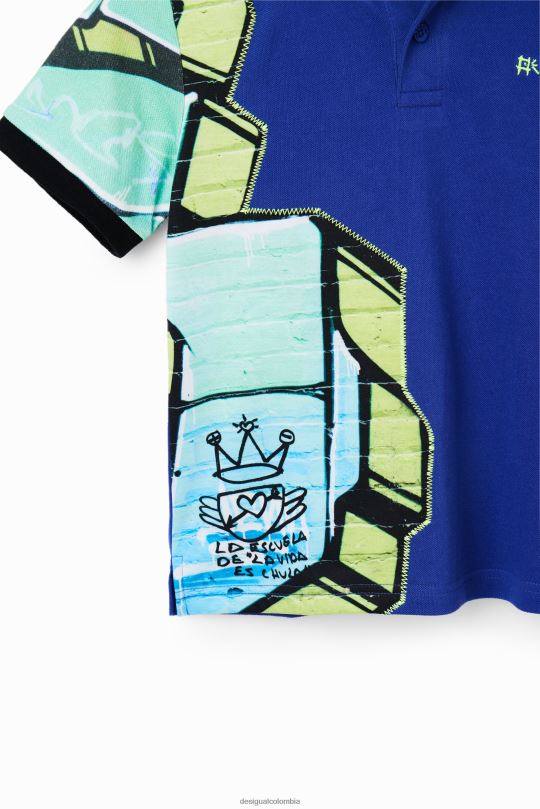 ropa 4802L1823 chico Desigual playera tipo polo con grafiti - Desigual sales online