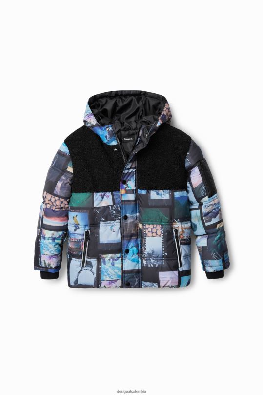 ropa 4802L1765 chico Desigual chaqueta acolchada con collage de fotos - Desigual shop
