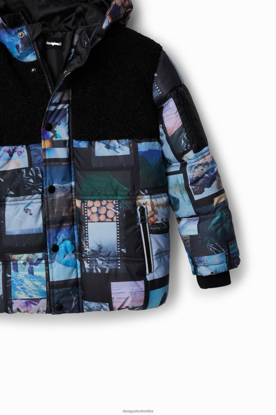 ropa 4802L1765 chico Desigual chaqueta acolchada con collage de fotos - Desigual shop
